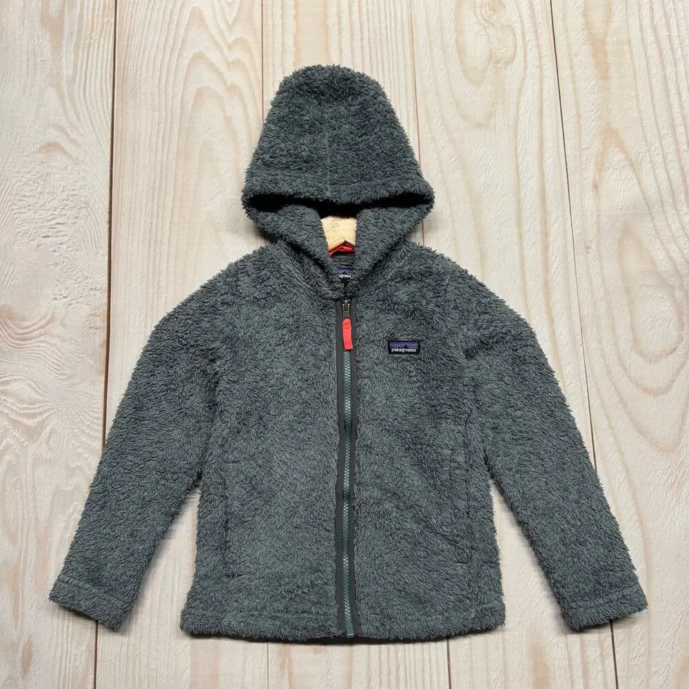 Patagonia Los Gatos Hoody Girls XS 5-6 Sherpa Pile Fleece Jacket Forge Gray